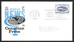 Canada Sc# 473 (Cole Covers) FDC Single (b) 1967 8.31 Canadian Press - 1961-1970