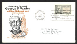 Canada Sc# 474 (Cole Covers) FDC Single (b) 1967 9.15 Georges Vanier - 1961-1970