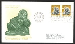 Canada Sc# 489 (Rose Craft Cachet) FDC Pair (b) 1968 11.15 Christmas - 1961-1970