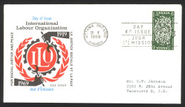 Canada Sc# 493 (Cole Covers) FDC Single (b) 1969 5.21 International Labour Org. - 1961-1970