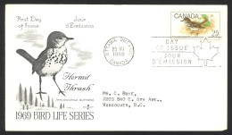 Canada Sc# 498 (Rose Craft Cachet) FDC (a) 1969 7.23 Birds - 1961-1970