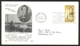 Canada Sc# 501 Ottawa (Rose Craft) FDC Single (aa) 1969 9.12 Sir Isaac Brock - 1961-1970