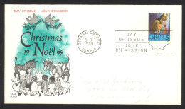 Canada Sc# 502 (Cole Covers) FDC Single (a) 1969 10.8 Christmas - 1961-1970