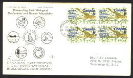 Canada Sc# 507 Ottawa CXL (Rose Craft) FDC Block/4 (d) 1970 2.18 UN Biological - 1961-1970