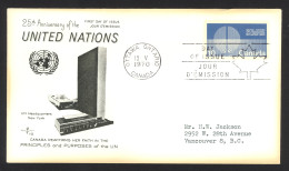 Canada Sc# 513 (Rose Craft Cachet) FDC Single (a) 1970 5.13 United Nations 25th - 1961-1970