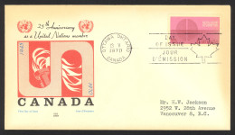 Canada Sc# 514 (Cole Covers) FDC Single (a) 1970 5.13 United Nations 25th - 1961-1970