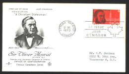 Canada Sc# 517 (Rose Craft Cachet) FDC Single (b) 1970 8.12 Sir Oliver Mowat - 1961-1970