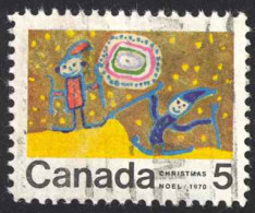 Canada Sc# 522iii Used 1970 5c Christmas-Children Skiing - Oblitérés