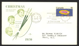 Canada Sc# 529 (Rose Craft Cachet) FDC Single (a) 1970 10.7 Christmas - 1961-1970