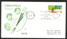 Canada Sc# 530 (Rose Craft Cachet) FDC Single (a) 1970 10.7 Christmas - 1961-1970