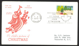 Canada Sc# 530 (Rose Craft Cachet) FDC Single (b) 1970 10.7 Christmas - 1961-1970