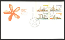 Canada Sc# 776-779 FDC Inscription Block 1978 11.15 Ice Vessels - 1971-1980