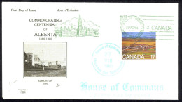 Canada Sc# 864 (House Of Commons Cachet) FDC (c) 1980 8.27 Alberta Centennial - 1971-1980