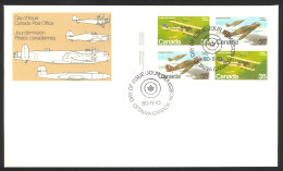 Canada Sc# 875-876 FDC Inscription Block 1980 11.10 Military Aircraft - 1971-1980