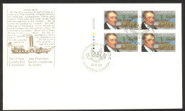 Canada Sc# 1117 FDC Inscription Block 1986 11.04 John Molson - 1981-1990