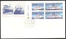 Canada Sc# 1139-1140 FDC Inscription Block 1987 07.20 Steamships - 1981-1990