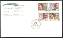 Canada Sc# 1243-1244 FDC Inscription Block 1989 07.07 Poets - 1981-1990