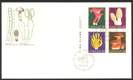 Canada Sc# 1245-1248 FDC Inscription Block 1989 08.04 Mushrooms - 1981-1990