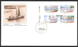 Canada Sc# 1266-1269 FDC Inscription Block 1990 03.15 Small Craft - 2 - 1981-1990