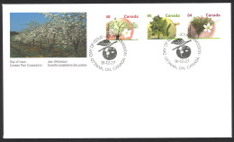 Canada Sc# 1363-1371 FDC Combination 1991 12.27 Fruit Tree Definitives - 1991-2000