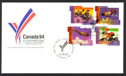 Canada Sc# 1519-1522 FDC Combination 1994 08.05 XV Commonwealth Games - 1991-2000