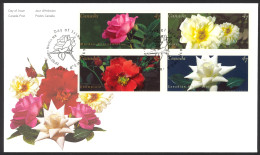 Canada Sc# 1911-1914 FDC Combination 2001 08.01 Roses - 2001-2010