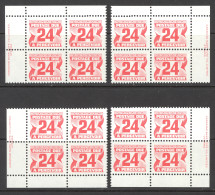 Canada Sc# J39 MNH PB Set/4 1977-1978 24c Carmine Rose Fourth Issue Postage Due - Strafport