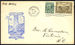 Canada Sc# C1, 163 First Flight Cover (a) (Vancouver,BC>Victoria, BC) 1931 8.1  - Eerste Vluchten