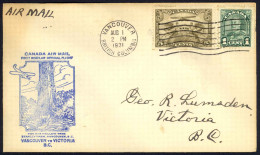 Canada Sc# C1, 163 First Flight Cover (d) (Vancouver,BC>Victoria, BC) 1931 8.1  - Erst- U. Sonderflugbriefe