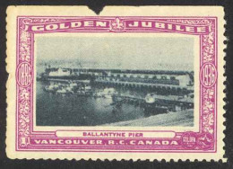 Canada Cinderella Cc0250.2 CULL (fold) 1936 Vanc. Gold Jubilee Ballantyne Pier S - Local, Strike, Seals & Cinderellas