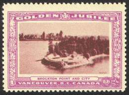 Canada Cinderella Cc0250.4 Mint 1936 Vanc. Gold Jubilee Brockton Point And City - Privaat & Lokale Post