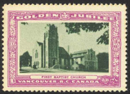 Canada Cinderella Cc0250.20 Mint 1936 Vanc. Gold Jubilee First Baptist Church - Vignette Locali E Private