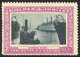 Canada Cinderella Cc0250.23 Mint 1936 Vancouver Golden Jubilee Harbour Scene - Vignette Locali E Private