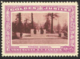 Canada Cinderella Cc0250.24 Mint 1936 Vancouver Golden Jubilee Harding Memorial - Local, Strike, Seals & Cinderellas