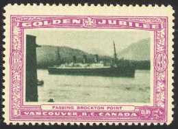 Canada Cinderella Cc0250.38 Mint 1936 Vanc. Gold Jubilee Passing Brockton Point - Werbemarken (Vignetten)