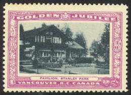 Canada Cinderella Cc0250.39 Mint 1936 Vanc. Gold Jubilee Pavilion, Stanley Park - Local, Strike, Seals & Cinderellas