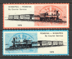 Canada Cinderella Cc5870 7-8 Mint Set/2 1978 Winnipeg-Pembina - Viñetas Locales Y Privadas