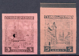 Czechoslovakia Sc# 165, 167 IMPERF PROOFS (pink Paper) Mint No Gum 1929 Scenes - Ensayos & Reimpresiones