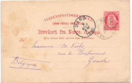 Briefkaart Carte Postale Brevkort - Norge Noorwegen Norvège - Stempel Cachet Gand  - 1892 - Postal Stationery