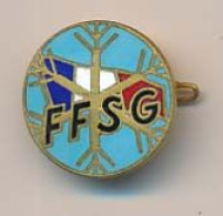 Broche Métallique Diamètre 20 Mm F.F.S.G. Cristal De Neige Sur Drapeau Français - Brooches