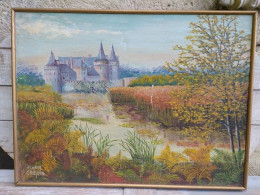 Ancien Tableau Château De Plessis Bourré Ecuillé - Oelbilder