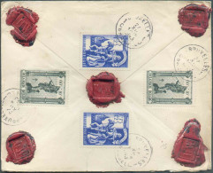 N°618(2)-636(2)- 60 Cent. METIERS (x2) + 1FR.75 St-MARTIN V (x2) Obl. Sc BRUXELLES 1 Au Verso D'une Lettre Assurée (man. - Briefe U. Dokumente