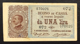 1 LIRA VITTORIO EMANUELE III° 21 09 1914 S OTTIMO E INTERESSANTE BIGLIETTO  LOTTO 4682 - Italia – 1 Lira