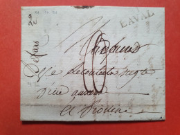 Marque Postale De Laval Sur Lettre Avec Texte Pour Rouen En 1821 - Réf 1828 - 1801-1848: Precursores XIX