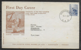 SUEDE  Lettre FDC 1958 Acier Siderurgie - Usines & Industries