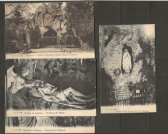 CONJOUX-GROTTE+CHAPELLE-NOTRE DAME DE LOURDES-LOT DE 4 CARTES-D.V.D.-PAS ENVOYEE-VOYEZ LES 2 SCANS-RARE+PETIT PRIX! ! ! - Ciney