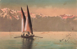 MONDE - Un Voilier Au Lever Du Soleil - Montagnes - Pêcheurs - Colorisé - Carte Postale Ancienne - World