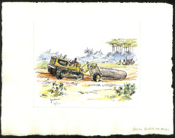 Jacques Hanot, Dit JACANO - Brume Sortie De Forêt - Collection JACANO AU CONGO - Aquarelle - Encre Noir - Signé - Watercolours