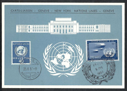 NATIONS UNIES N.Y. Et GE 1957: CP Ill. "Bât. ONU Genève" - Cartas & Documentos