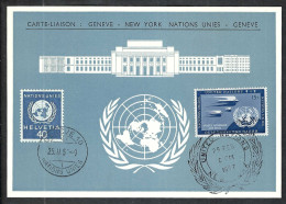 NATIONS UNIES N.Y. Et GE 1957: CP Ill. "Bât. ONU Genève" - Covers & Documents